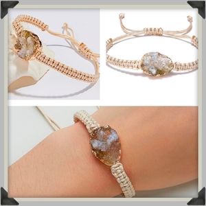 Cute Boho Adjustable Woven Druzy Bracelet